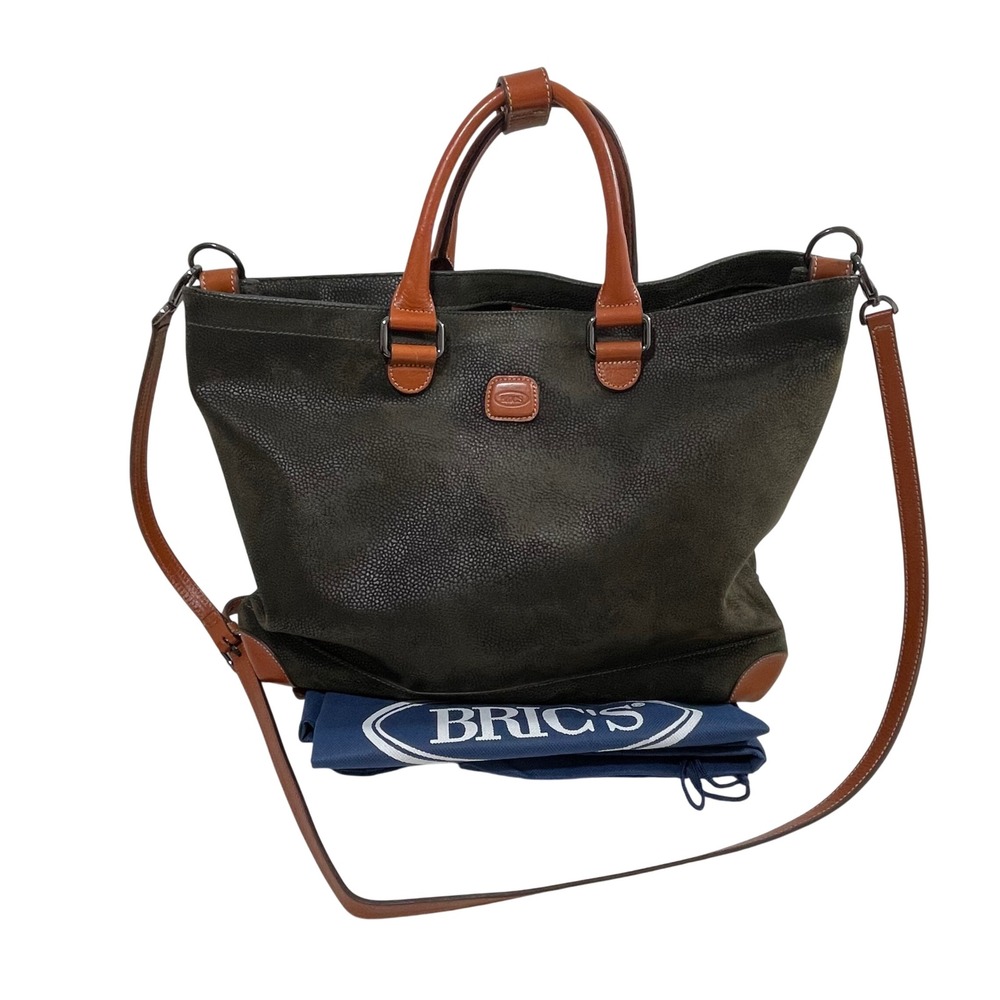 Brics‎ Life Olive Green Suede Leather Tote Bag Crossbody Cargo Duffel Carry On
